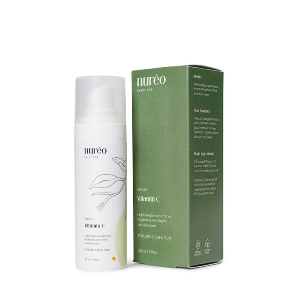 Nureo Vitamin C Serum - Brightening & Firming, 30ml - L-Ascorbic Acid, Ferulic Acid, Sea Buckthorn Oil, Hyaluronic Acid - Anti-Aging & Deep Hydration