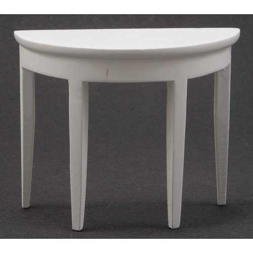 Handley House Dollhouse Miniature Half Round Side Table (White)