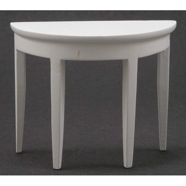Handley House Dollhouse Miniature Half Round Side Table (White)