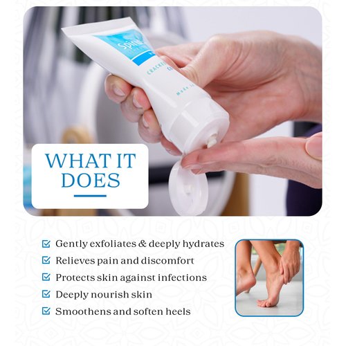 Spirularin Cracked Heel Foot Cream for Dry Feet and Heels, Natural Foot Cream for Dry Feet Made with 20% Urea and Coconut Oil, Made in Germany | 2.5oz