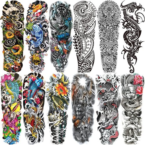 Aresvns Temporary Tattoo for Men and Women (L19“xW7”), Full Arm Fake Tattoos,Waterproof Realistic Sleeve Tattoos Long lasting