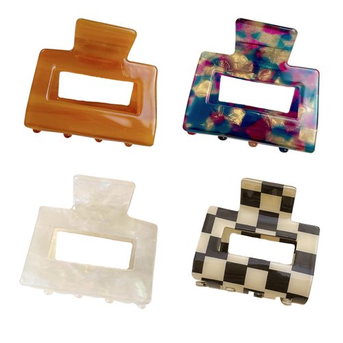4Pcs Hair Claw Clips, BetterJonny Acetate Hair Claw Clips Square Hair Jaw Clips Hair Accessories for Women Hair Clips Tortoise Barrettes Hair Accessories(Medium)