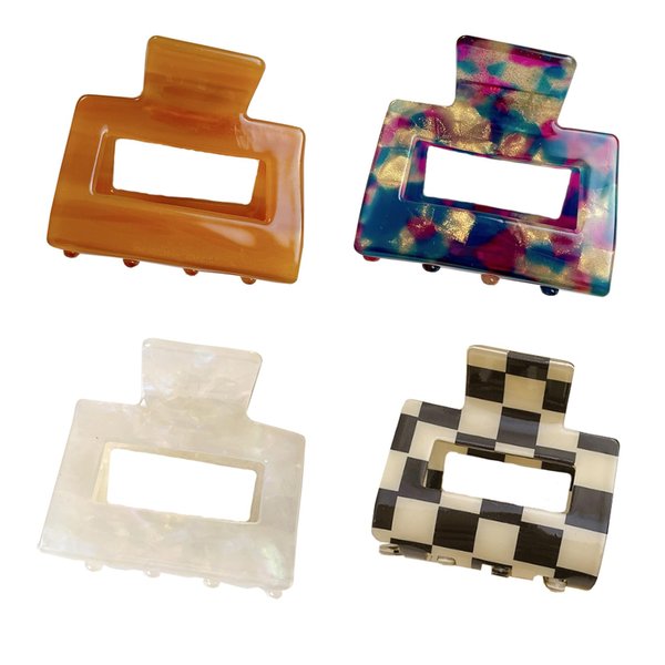 4Pcs Hair Claw Clips, BetterJonny Acetate Hair Claw Clips Square Hair Jaw Clips Hair Accessories for Women Hair Clips Tortoise Barrettes Hair Accessories(Medium)