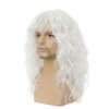 Dai Cloud Mens White Long Curly Wig 70s 80s Rocker Wig with Bangs Synthetic Heat Resistant Halloween Cosplay Costume Wig