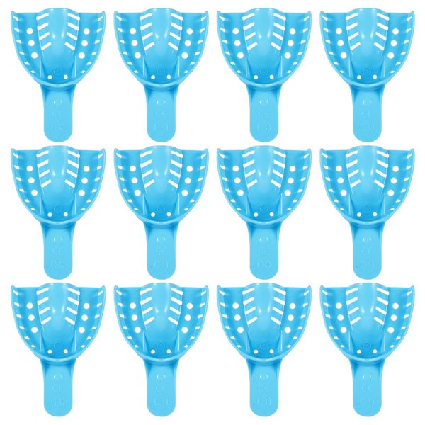 JMU Dental Impression Tray,Bag of 12 Perforated Disposable Trays,3 Medium Upper
