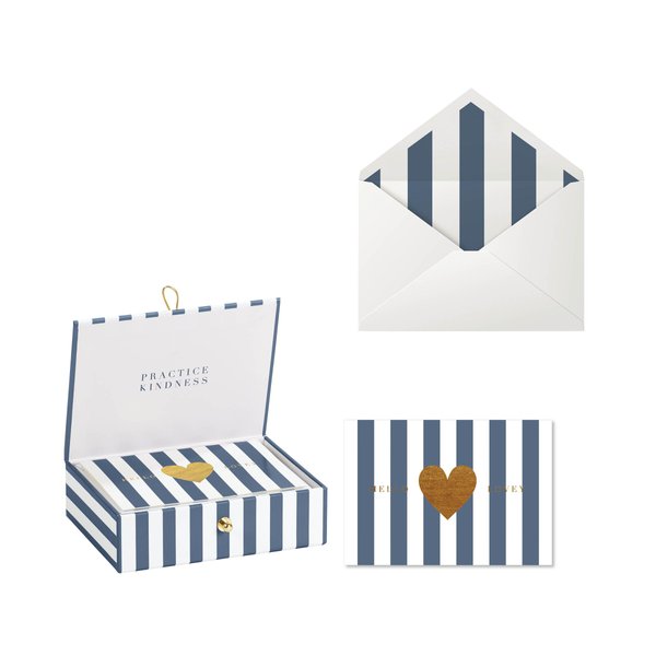 C.R. Gibson White and Blue Greeting Card Set with Gift Box, 20pc, 5'' W x 3.5'' H