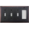 Oil Rubbed Bronze Deco Step Style Switch Plate - 3 Toggle Light Switch Openings 1 GFI/Rocker Opening
