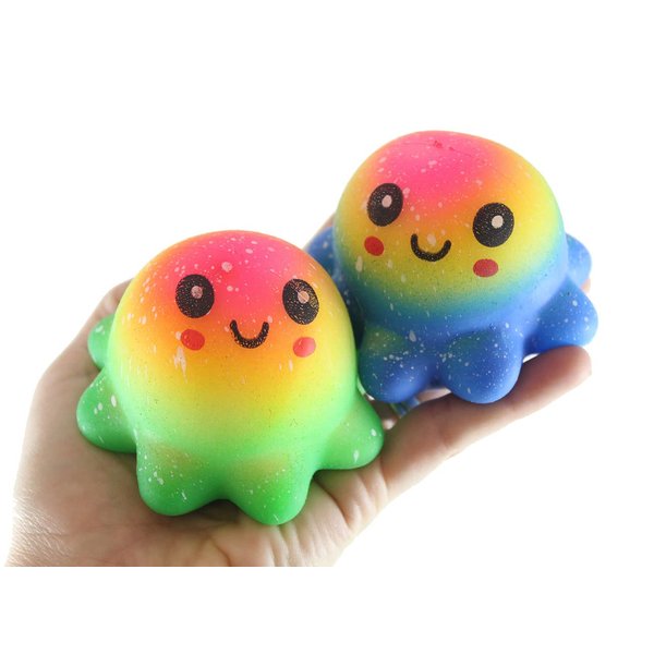 2 Soft Octopus Stress Balls - Soft Cream Doh Filled Stress Ball - Squishy Gooey Squish Sensory Squeeze Balls - Lover Gift (Random Colors)