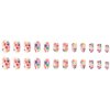 Foccna Almond Press on Nails Short Acrylic Fake Nails Flower Design Women's False Nails with Design Nail Tips for Women&Girls 24PCS