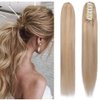 Rich Choices Claw Clip Ponytail Extension Human Hair 20 Inch Real Hair Ponytail Balayage #18P613 Ash Blonde Highlighted Bleach Blonde 120g One Piece Clip In Long Ponytail Hair Extension For Women