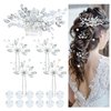 inSowni 17 Pieces Silver Metal Crystal Rhinestone Pearl Bridal Wedding Hair Side Combs Slides+U-shaped Flower Hair Pins+Pearl Twist Spiral Pearl Hairpins for Brides Bridesmaids Women Girls