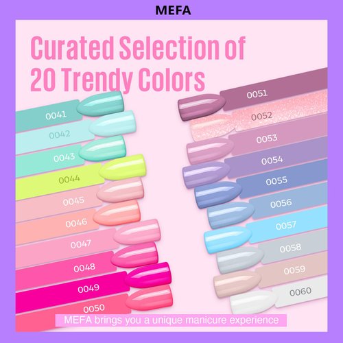 MEFA Spring Gel Nail Polish Set 23 Pcs, 20 Colors Pastel Hot Pink Sage Green Blue Bright Colors Nail Gel Kit with Glossy&Matte Top Base Coat Starters Nails Art Manicure Home Gifts Decoration