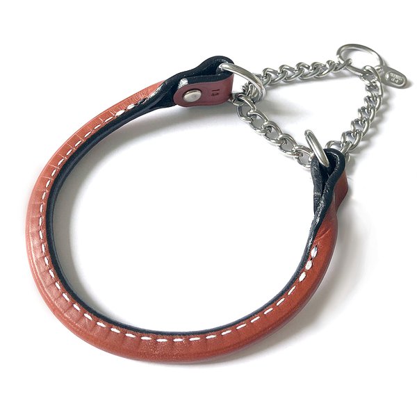 Auburn Leathercrafters Rolled Leather Martingale Dog Collar - 3/4"x16" Tan