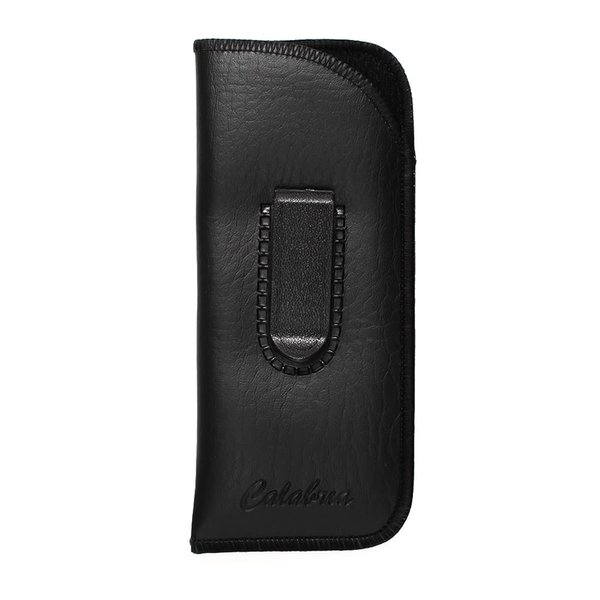 Calabria Slim Eye Glasses Case w/Clip Soft PU Leather Black Men Women Eyeglasses Pouch Slip-In Eyewear Holder Sunglass Bag