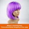 YOUNIGA Purple Bob Wig With Bangs 12 Inch Short Synthetic Fiber Bob Wigs for Women Short Bob Wigs and Halloween Cosplay Bob Wig With One Cap (Purple)