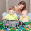 MOBIUS Toys Dinosaur Truck Carrier – Dinosaurs Playset with 12 Toy Action Figure Dinosaurs – World Dino Toy Set with XL Playmat for Toddlers Boys or Girls for 3, 4, 5, 6, 7 Years Old