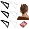 Fine Hair Clips for Women and Girls - Medium Size, Strong Hold Matte Triangle Jaw Clips, Nonslip French Hair Clamps with Gift Box (Black & Clear)