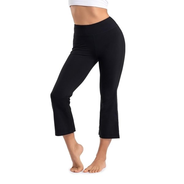Yogipace Women's Bootcut Cropped Flare Yoga Pants Capri Length Slim Fit Pants Lounge Crop Pant,YCW1402,24",Black,Size XS