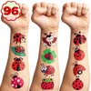 Ladybug Temporary Tattoos Birthday Party Supplies Favors Decorations Lady Beetle Bug Insect Lady Beetle Super Cute 96PCS Tattoos Stickers for Kids Boys School Classroom Rewards Gifts Ideal Halloween