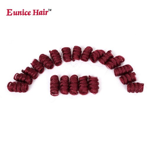 3 Packs Eunice Hair Synthetic Kenzie Curl Crochet Braids Short Crochet Braiding Bouncy Twist Spiral Curls Jamaican Bounce Twist Hair Extensions 20 Strands/Pack(10 inch kenzie, Burgundy)