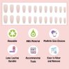 ANDGING Ombre Press on Coffin Fake Nails for Women with Milky White Pink Design - Glue on Acrylic False Square Full Cover Gel Stick on Nails for Wedding Birthday 24Pcs