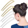 4 Pack French Hair Pin, Metal French Pins Hairstyle Accessories, U Shaped Hair Pins Suitable for Women and Girls (Gold, Silver)