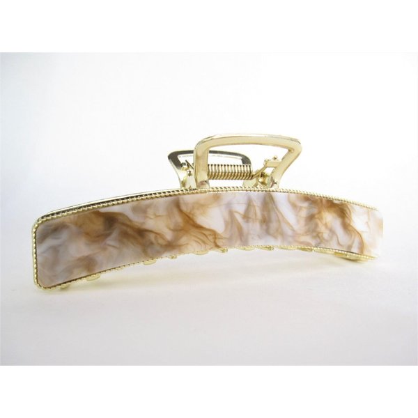 Generic Long gold metal and brown beige marbled acrylic hair claw clip