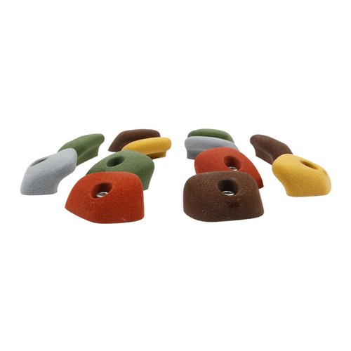 Atomik Rock Climbing Holds Set of 12 Bolt-On Straight Mini Jugs in Assorted Earth Tones
