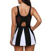 Zando Womens Swimsuit One Piece Swimdress Tummy Control Swim Dress Swimwear Slimming Skirt Swimsuits Bathing Suit Black White XL (US 12-14)