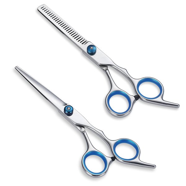 Kyraton Hair Cutting Scissors Shears 2 Pieces, Professional Hair Thinning Scissors Cutting Teeth Shears, Barber Hairdressing Texturizing Scissors, Premium Shears for Hair Cutting For Salon and Home.