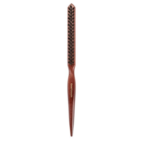 GranNaturals Teasing Boar Bristle Hair Brush for Women - Slick Back Comb with Rat Tail Pick for Hair Sectioning Used for Edge Control, Backcombing, Smoothing, and Styling Fine Hair to Create Volume