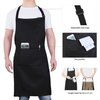 Will Well Chef Apron for Men and Women Professional for Cooking With Pockets - Adjustable - Bib Aprons - Water & Oil Resistant - 1 Pack, Black