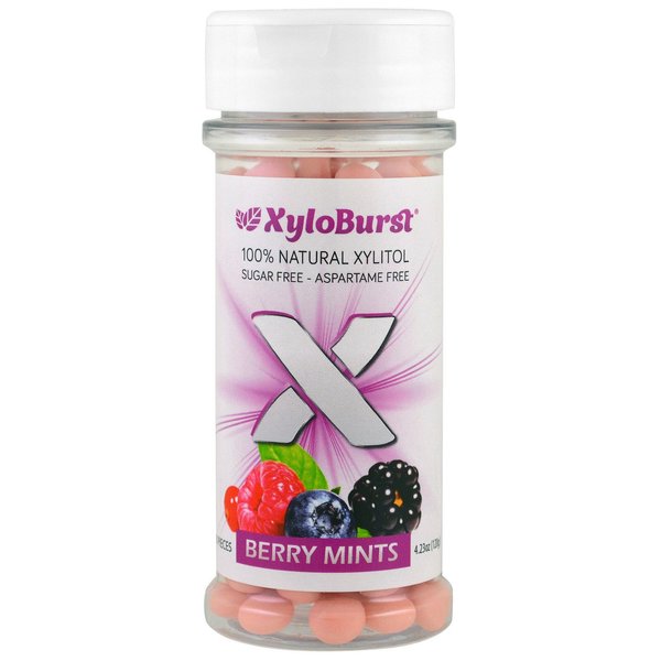 XyloBurst - Xylitol Mints | Sugar Free Breath Mints for Oral Health | Gluten Free, Vegan, Keto Friendly | Aspartame Free Mints | Berry | 200 Count Jar