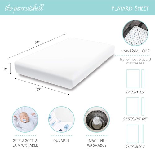The Peanutshell Mini Crib Sheets Set for Pack & Play, Playard, Playpen, Mini Crib, 3 Pack, Safari Animals