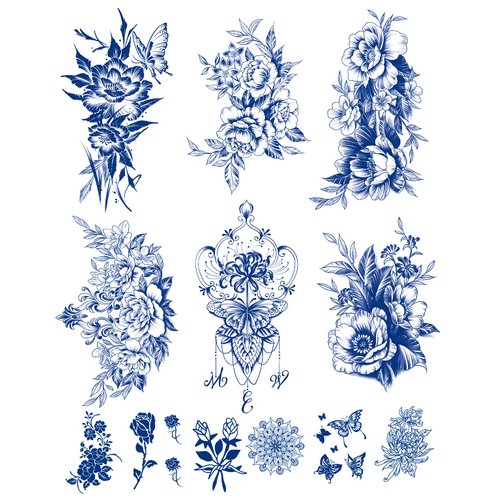PADOUN Realistic Flower Temporary Tattoos - 12 Sheets of Long-Lasting Semi-Permanent Tattoos Featuring Peony, Butterfly, and Floral Designs, Suitable for Women and Kids