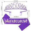 Purple 50th Birthday Sash and Tiara for Women, 50th Birthday Decorations Women, 50th Birthday Sash and Crown Set, 50th Birthday Gifts for Women, Happy 50th Birthday Party Supplies