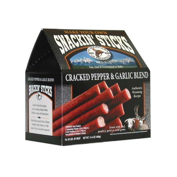 Hi Mountain Jerky Cracked Pepper & Garlic Blend Snackin' Stick Kit - Create Tasty Homemade Meat Sticks