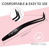 Miuffue Lash Applicator Tool DIY Eyelash Applicator Stainless Steel Curved Eyelash Tweezers for Cluster Lashes (Black)