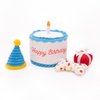 ZippyPaws Birthday Gifts for Dogs - Birthday Cake Burrow with Bone, Party Hat, & Gift Box, Dog Birthday Party Supplies for Boys & Girls