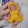 4.5" Silicone Baby Girl,Mini Reborn Baby Dolls, Tiny Silicone Baby Dolls, Mini Realistic Newborn Baby Dolls Silicone Full Body Stress Relief with Feeding Accessories（Yellow）