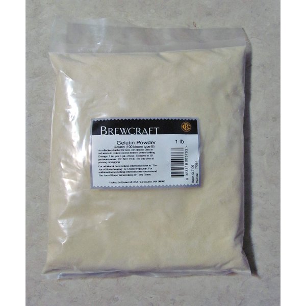 GELATIN POWDER FINING 1LB 100 Bloom Type B Positive Charge for Clarification of Beer and Wine