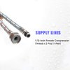 BWE 24-Inch Long Bathroom Kitchen Faucet Connector Braided Stainless Steel Supply Hose 1/2-Inch Female Compression Thread x M10 Male Connector, x 2 Pcs (1 Pair)