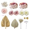 32 PCS Boho Cake Topper Flower Palm Leaves Cake Decorations for Bohemian Wedding Baby Shower Birthday Party Supplies Mother's Day (Boho)