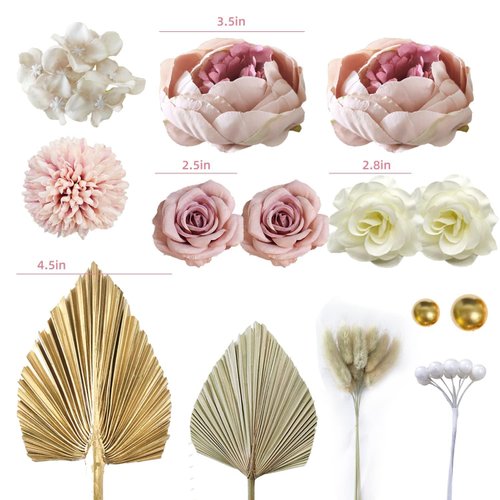 32 PCS Boho Cake Topper Flower Palm Leaves Cake Decorations for Bohemian Wedding Baby Shower Birthday Party Supplies Mother's Day (Boho)