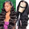 Drosuud Body Wave Lace Front Wigs Human Hair Pre Plucked 180% Density 13x4 HD Lace Front Wigs Human Hair Glueless Wigs Human Hair Pre Plucked Natural Color 22 inch
