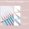 Shince Chance Nail Art Liner Brushes Set, 6Pcs Nail Art Design Brush Pen for Gel Polish Fine Drawing, Small Details Stripping Painting Nail Painting Pens, Acrylic Nail Art Design Tools, Blue