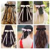 Purggy 6 Pcs Hair Bow Clips for Women Girls, Ribbon Hair Bows with Long Tail, Bowknot Tassel Claw Hair Clip for Women, Hair Barrettes with Bow Accessories（Black, pink, beige）