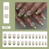 French Tip Press on Nails Medium Length Ballet Shaped Fake Nails 3D Rhinestones Butterfly Design Full Cover Artifical Acrylic Nails Green French False Nails Glue On Nails for Women Stick on Nails Set