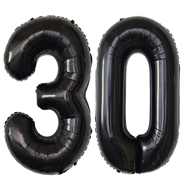 Black 30 Number Balloons Giant Jumbo Number 30 Foil Mylar Balloons for Women Men 30th Birthday Party Supplies 30 Anniversary Events Decorations