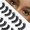 Lashes False Eyelashes Soft Faux Mink False Lashes 14MM False Lashes Chiref Fluffy Curly False Eyelashes 3D 7 Pairs E01-Thick